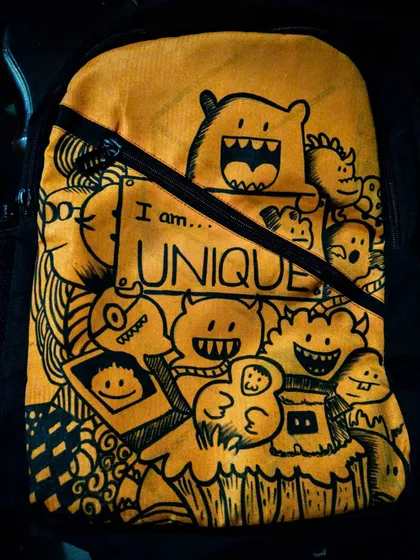 Your stuff doesn't have to be boring. I can customize your favorite items, like this backpack, with a unique doodle design that is 100% you.