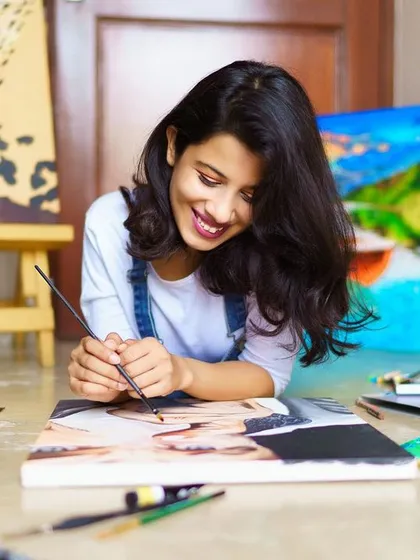 This is me in my element, completely lost in the process. For me, art is all about the joy of creating, not just the final piece.