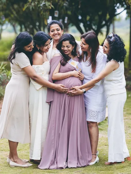 Your village, your support system. I love capturing the laughter and love when friends join a maternity shoot or baby shower, surrounding the mom-to-be with their warmth.