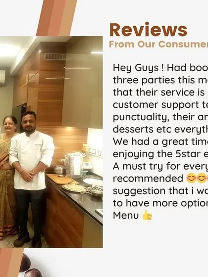 We aim to provide a five-star dining experience in the comfort of your home. This client booked us for three parties in one month and was thrilled with our team's punctuality and the amazing food.