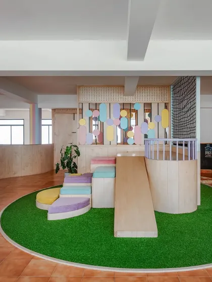 Our learning space is designed to be as inviting and inspiring as the activities within it. This indoor play area is a favorite spot for children to relax, read, and engage in imaginative play, fostering both physical activity and quiet moments of discovery.