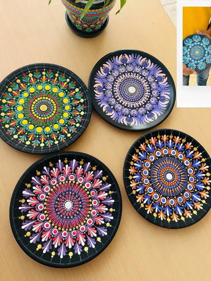 The results of our dot mandala workshops are always so stunning. Each plate is a unique, intricate masterpiece, showing what's possible when you focus, relax, and let your creativity flow dot by dot.